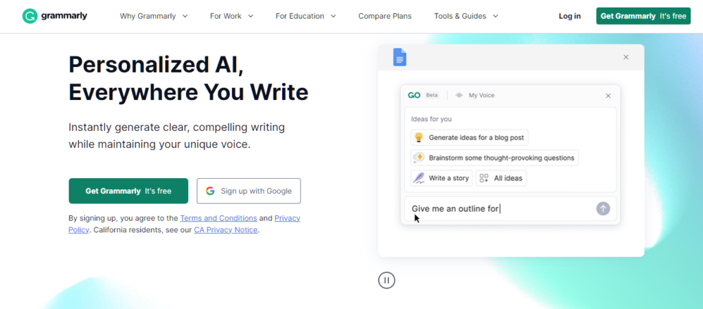 Grammarly free writing assistant for grammar and spelling